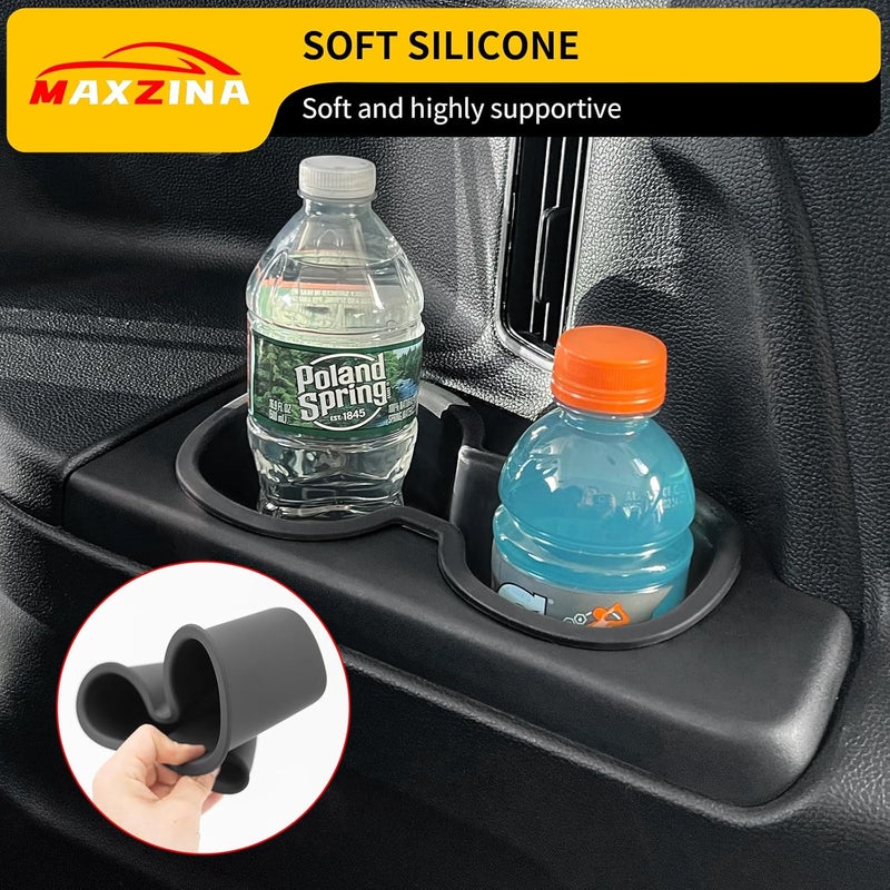 Maxzina Cup Holder Compatible with 2023-2025 Honda Pilot Rear 3rd Row Black Silicone Center Console Insert Cup Holder Bottle Holder Interior 2PCS Decoration for 2024 Pilot Accessories - Image 3